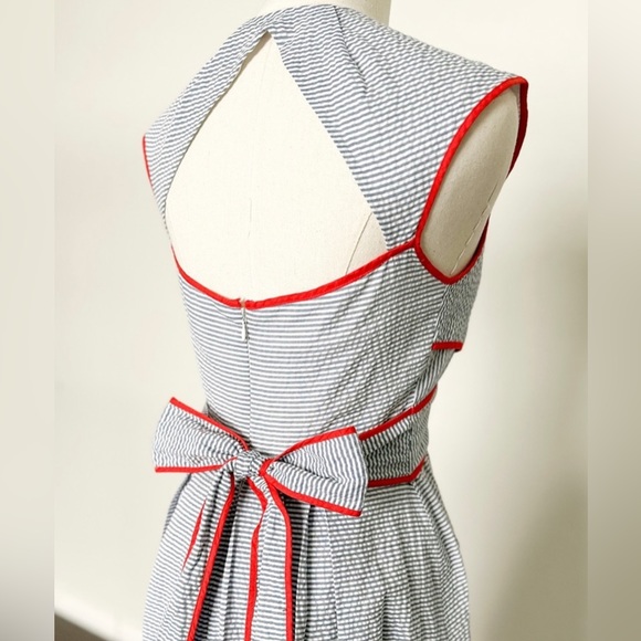 🚫SOLD🚫 Jessica Simpson 60s inspo seersucker sundress pin up stripe - Picture 5 of 6